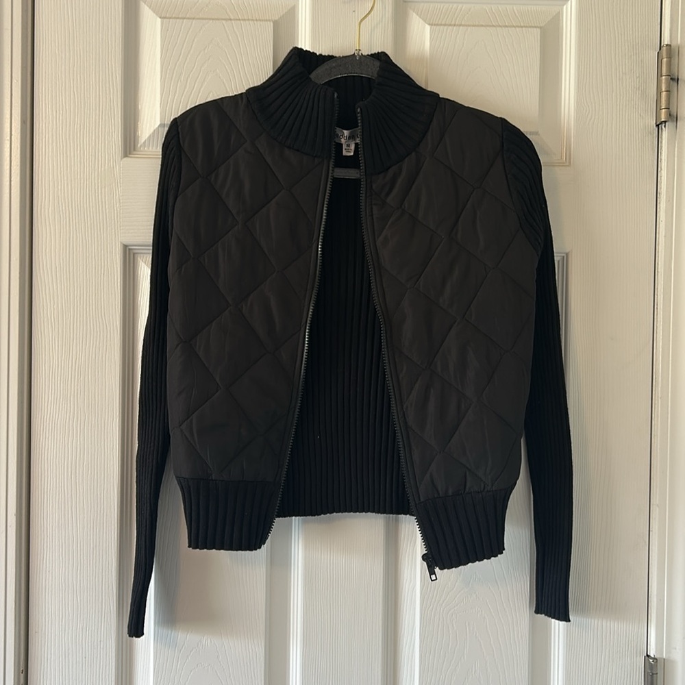 NWOT MADDEN GIRL Black Mockneck Zip Cardigan Puffer Jacket